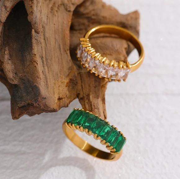 Chic Stainless Steel Color CZ Ring - Picture 3 of 8